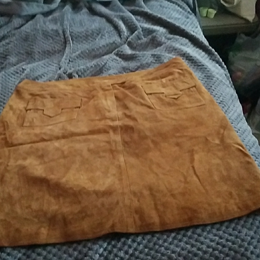 Suede mini skirt